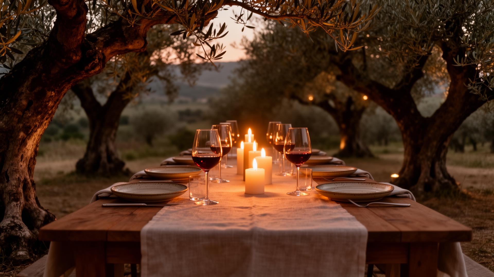 Dinner under olive trees